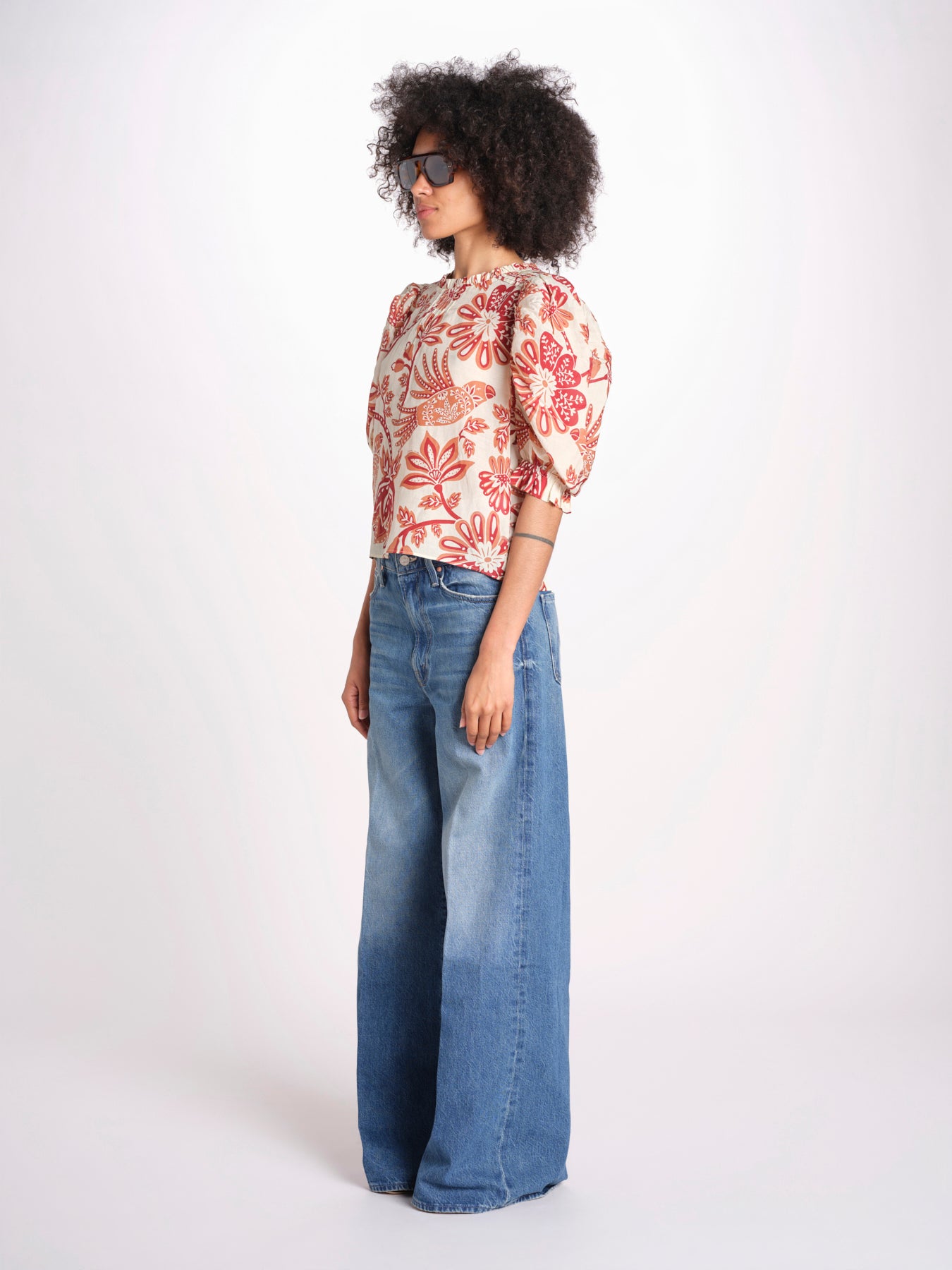 camicia manica sbuffo 344000 FLOWERFUL BEIGE 26040 farm rio 