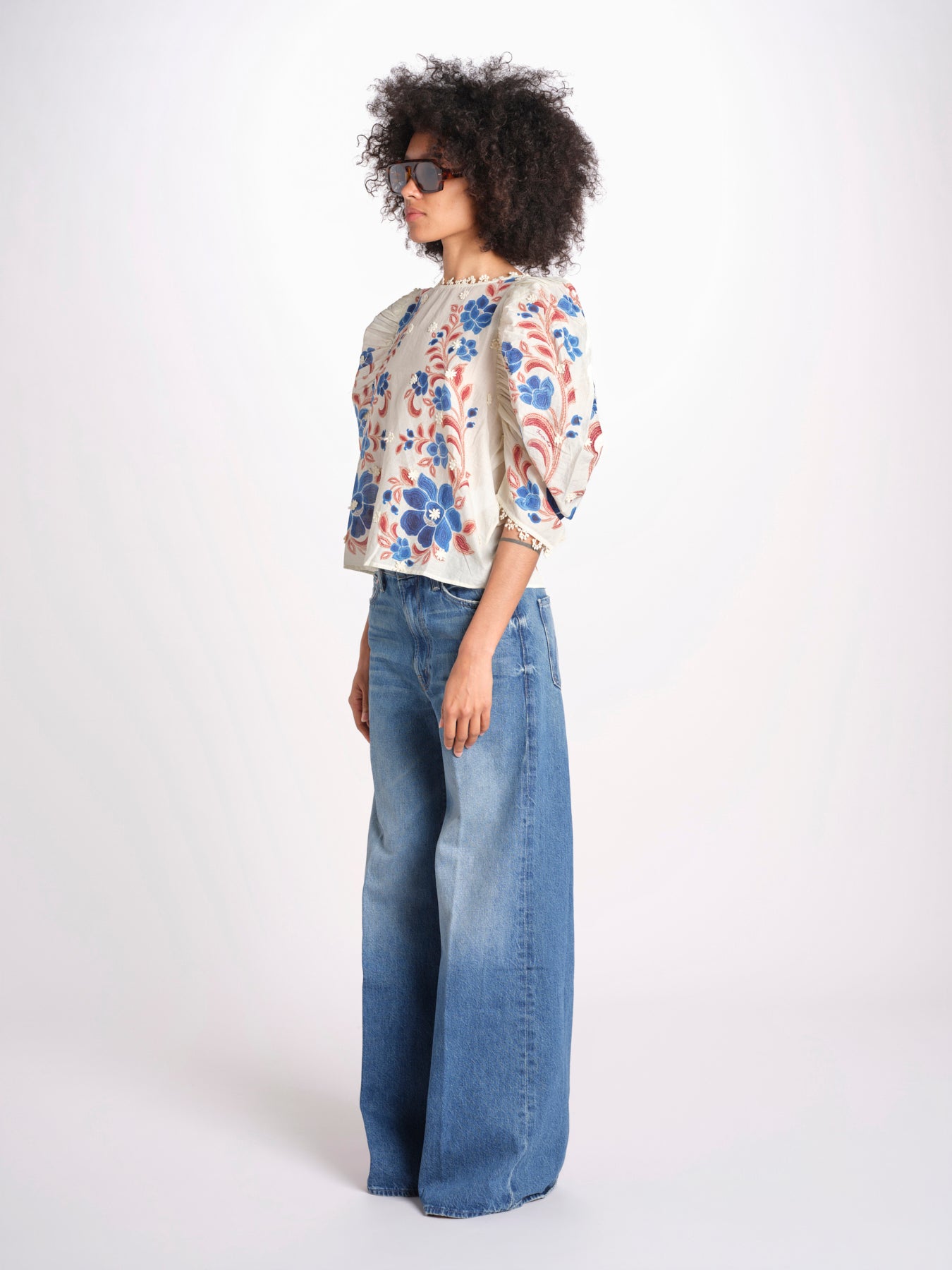 camicia voille m/c stampa a fiori 344127 RENATA SAND 26089 farm rio 