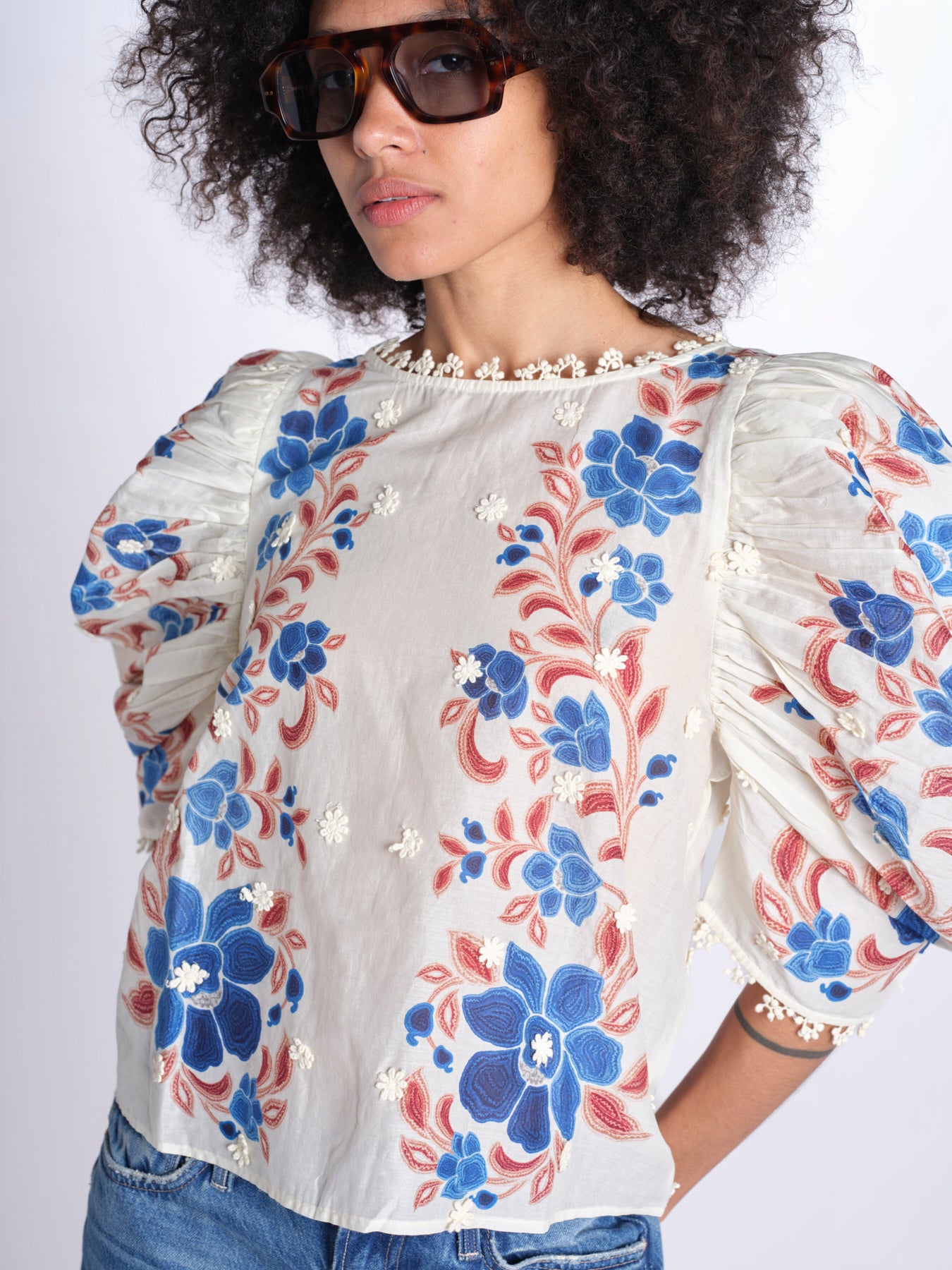 camicia voille m/c stampa a fiori 344127 RENATA SAND 26089 farm rio 