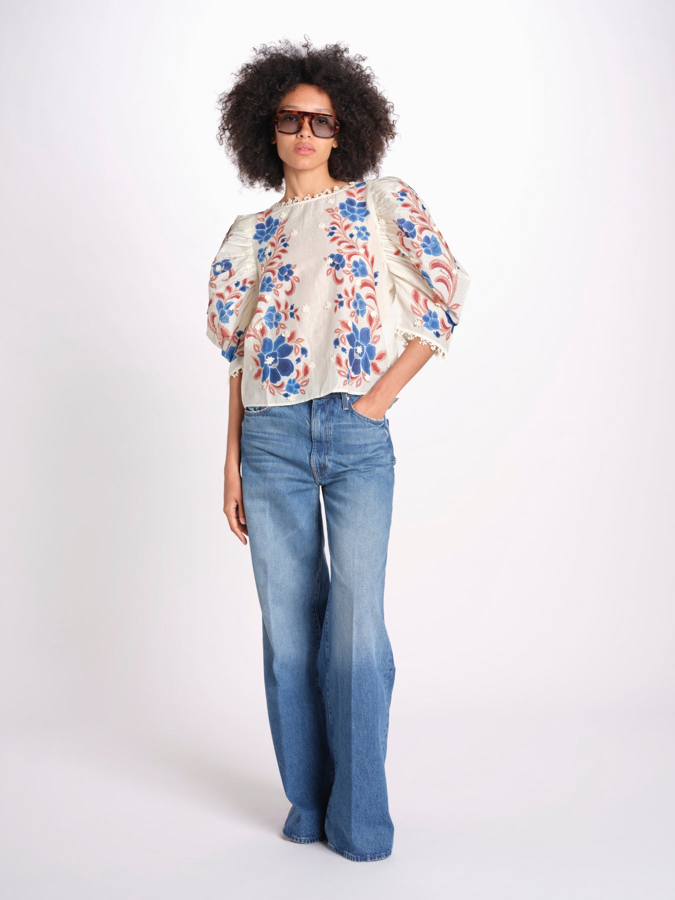 camicia voille m/c stampa a fiori 344127 RENATA SAND 26089 farm rio 