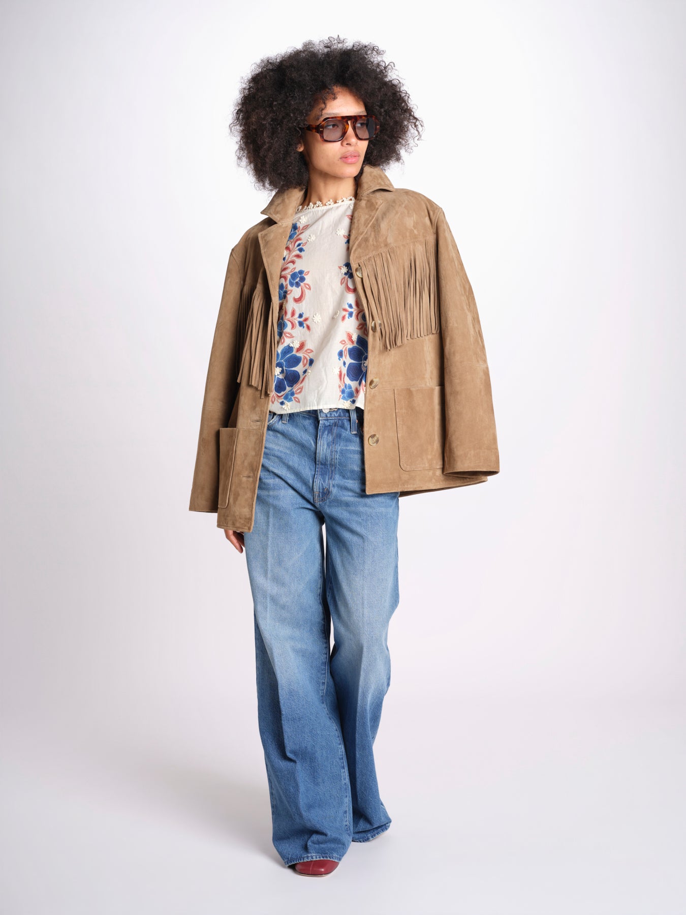 camicia voille m/c stampa a fiori 344127 RENATA SAND 26089 farm rio 