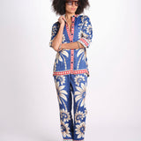camicia pigiama con stampa a fiori 344132 LUNA BLUE 26067 farm rio 