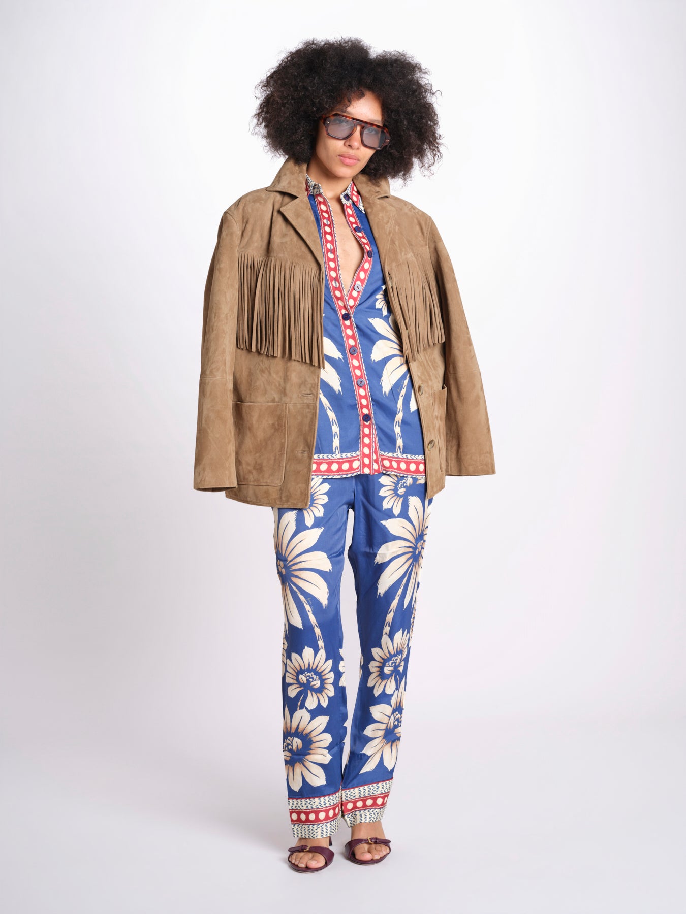 camicia pigiama con stampa a fiori 344132 LUNA BLUE 26067 farm rio 