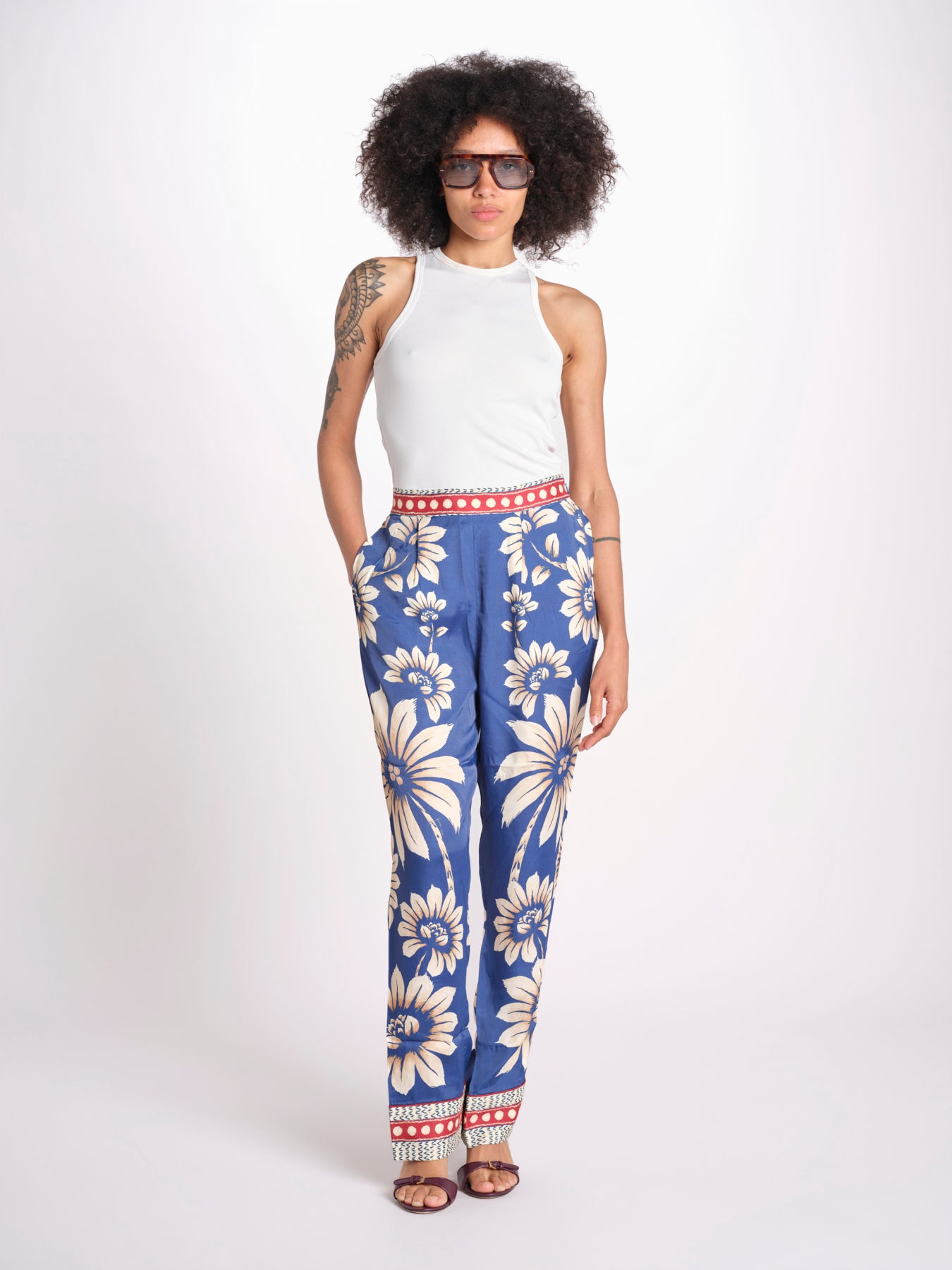 pantalone pigiama con stampa a fiori 344133 LUNA BLUE 26067 farm rio 
