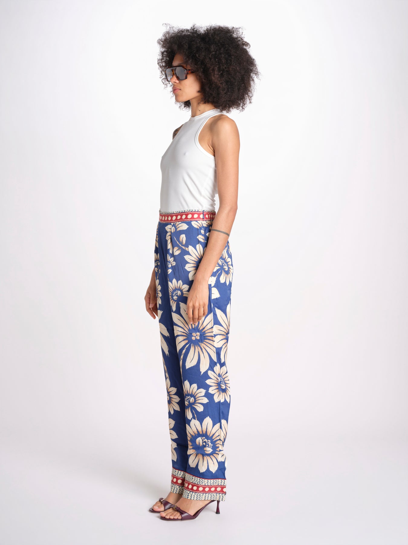 pantalone pigiama con stampa a fiori 344133 LUNA BLUE 26067 farm rio 
