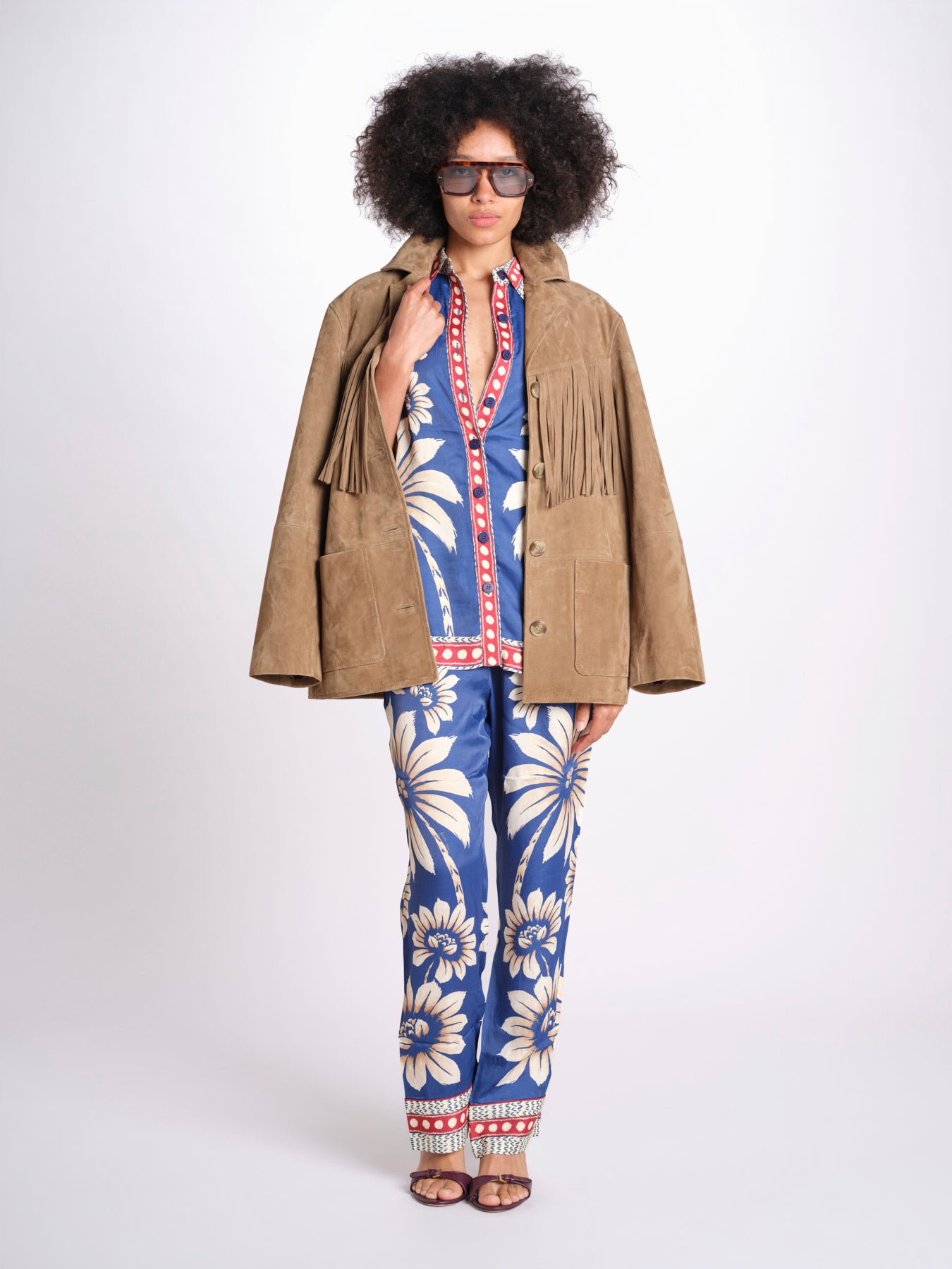 pantalone pigiama con stampa a fiori 344133 LUNA BLUE 26067 farm rio 