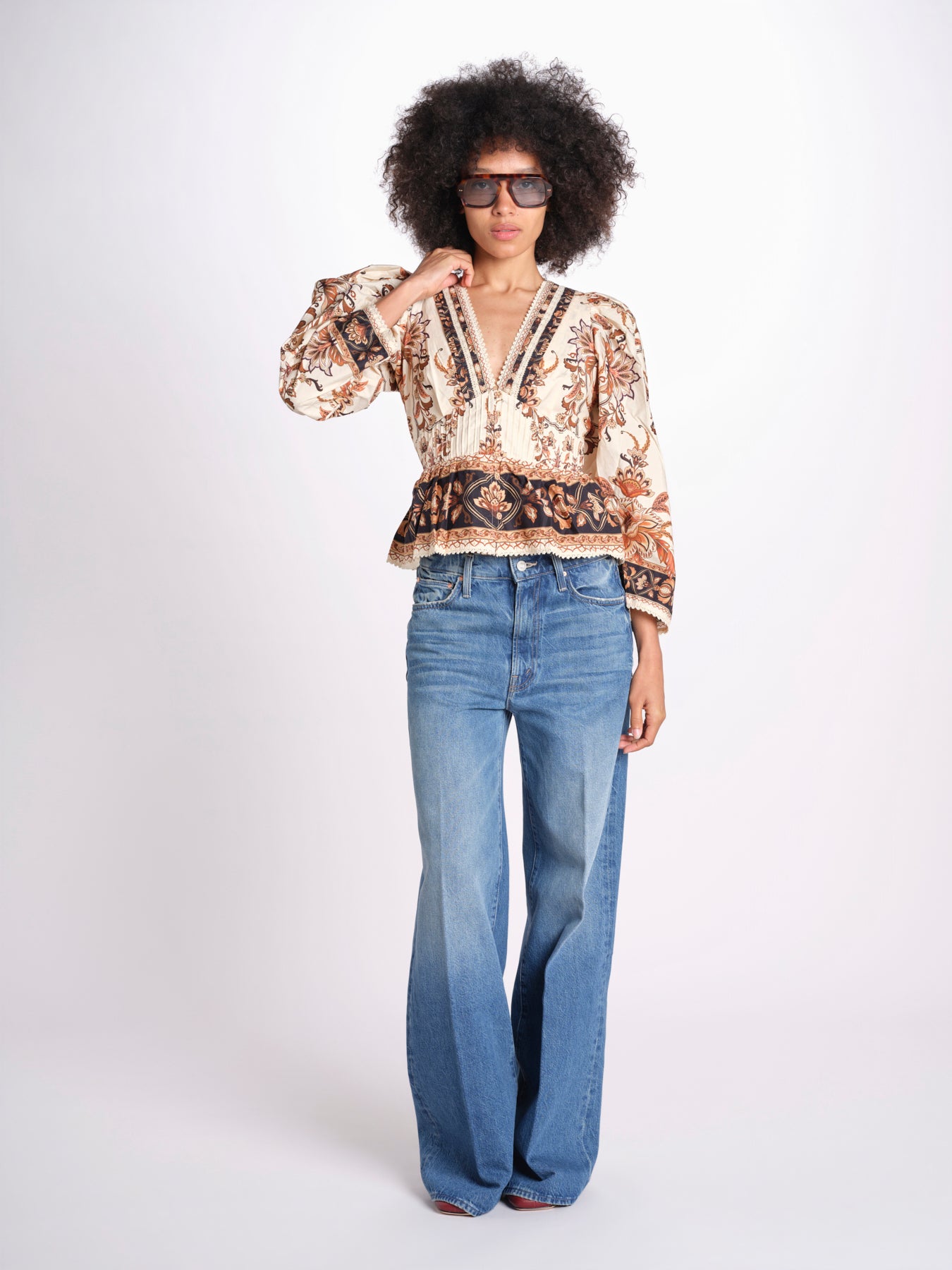 camicia m/l stampa a fiori 344141 MAJESTIC SAND 26069 farm rio 