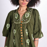 camicia m/l ricamo cuori 344172 GREEN L 0013 farm rio 