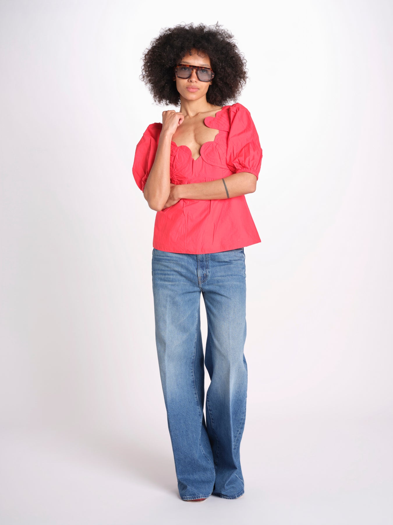 camicia m/l scollo con cuori 344593 RED L0028 farm rio 