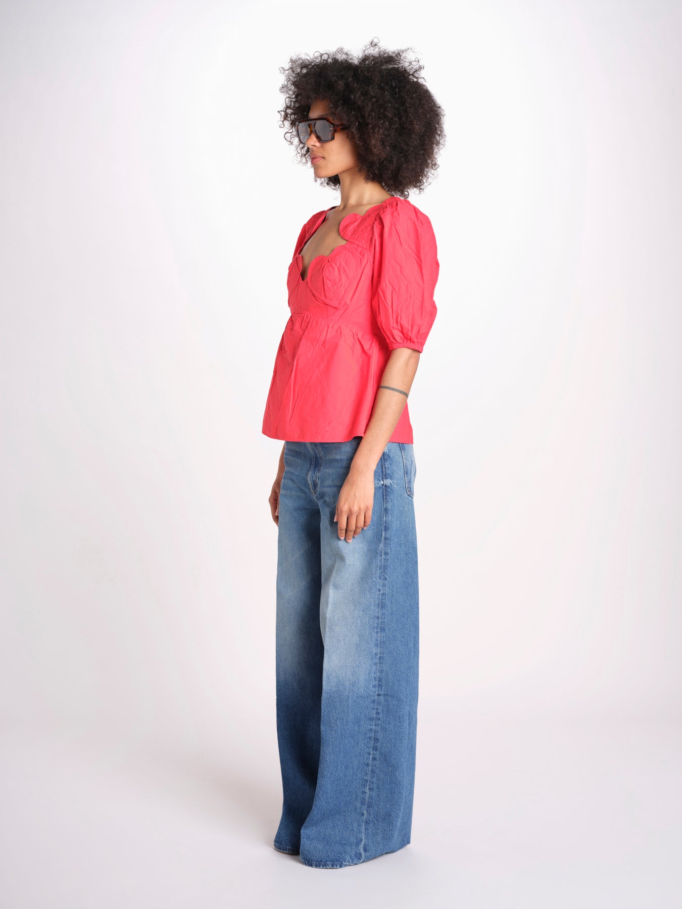 camicia scollo con cuori 344593 RED L0028 farm rio 