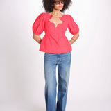 camicia scollo con cuori 344593 RED L0028 farm rio 