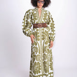abito lungo con stampa a fiori 344605 PALERMO GREEN 26083 farm rio 