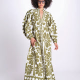 abito lungo con stampa a fiori 344605 PALERMO GREEN 26083 farm rio 