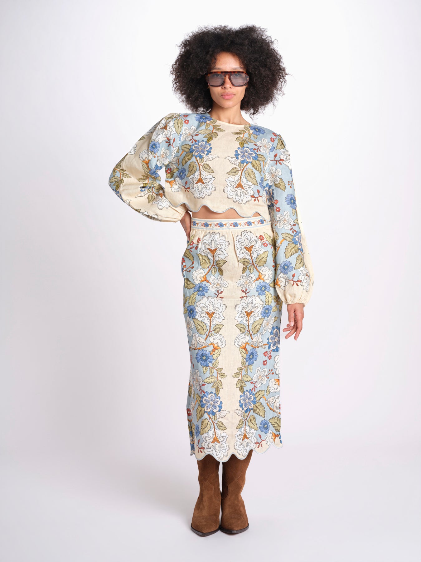 camicia cropped stampata 350502 GARDEN BLU 26046 farm rio 