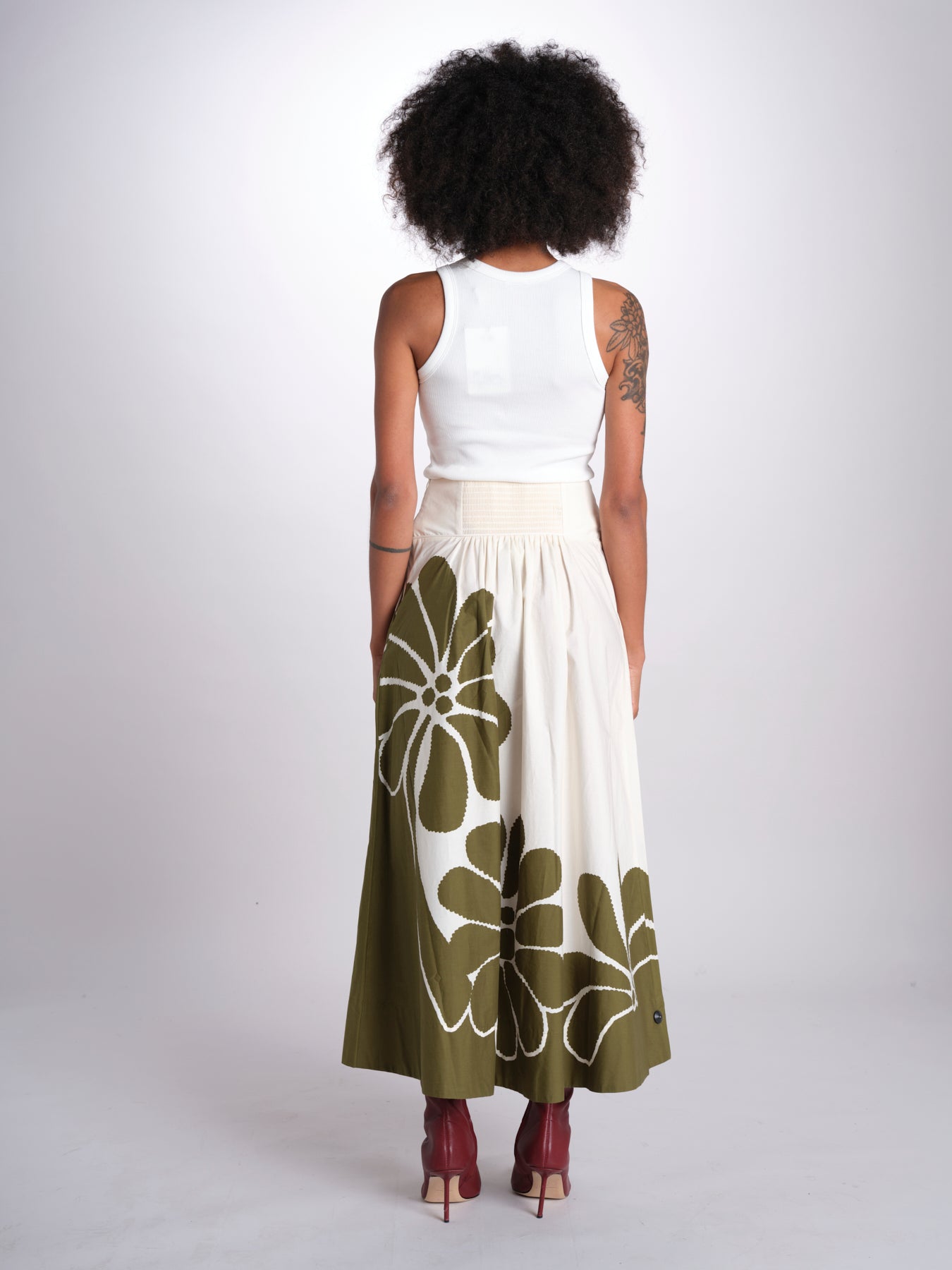 gonna con stampa fiori 350513 PALERMO GREEN 26083 farm rio 