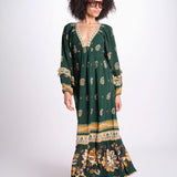 abito lungo stampa paisley 351135 AYLA GREEN 26009 farm rio 