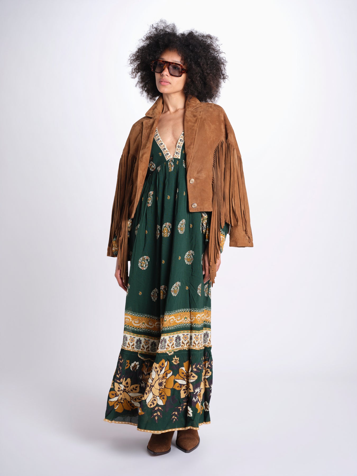 abito lungo stampa paisley 351135 AYLA GREEN 26009 farm rio 