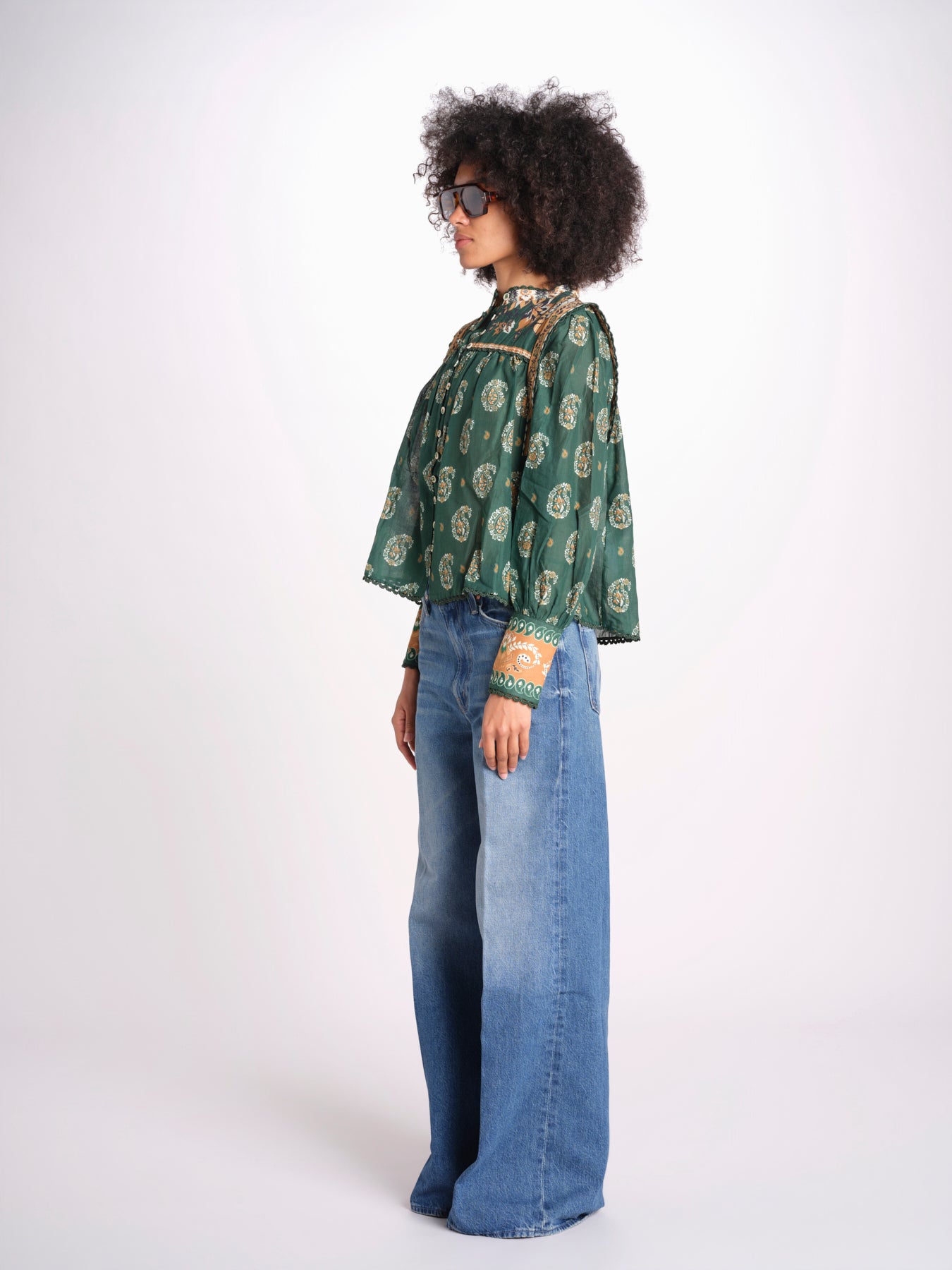 camicia m/l stampa paisley 351137 AYLA GREEN 26009 farm rio 