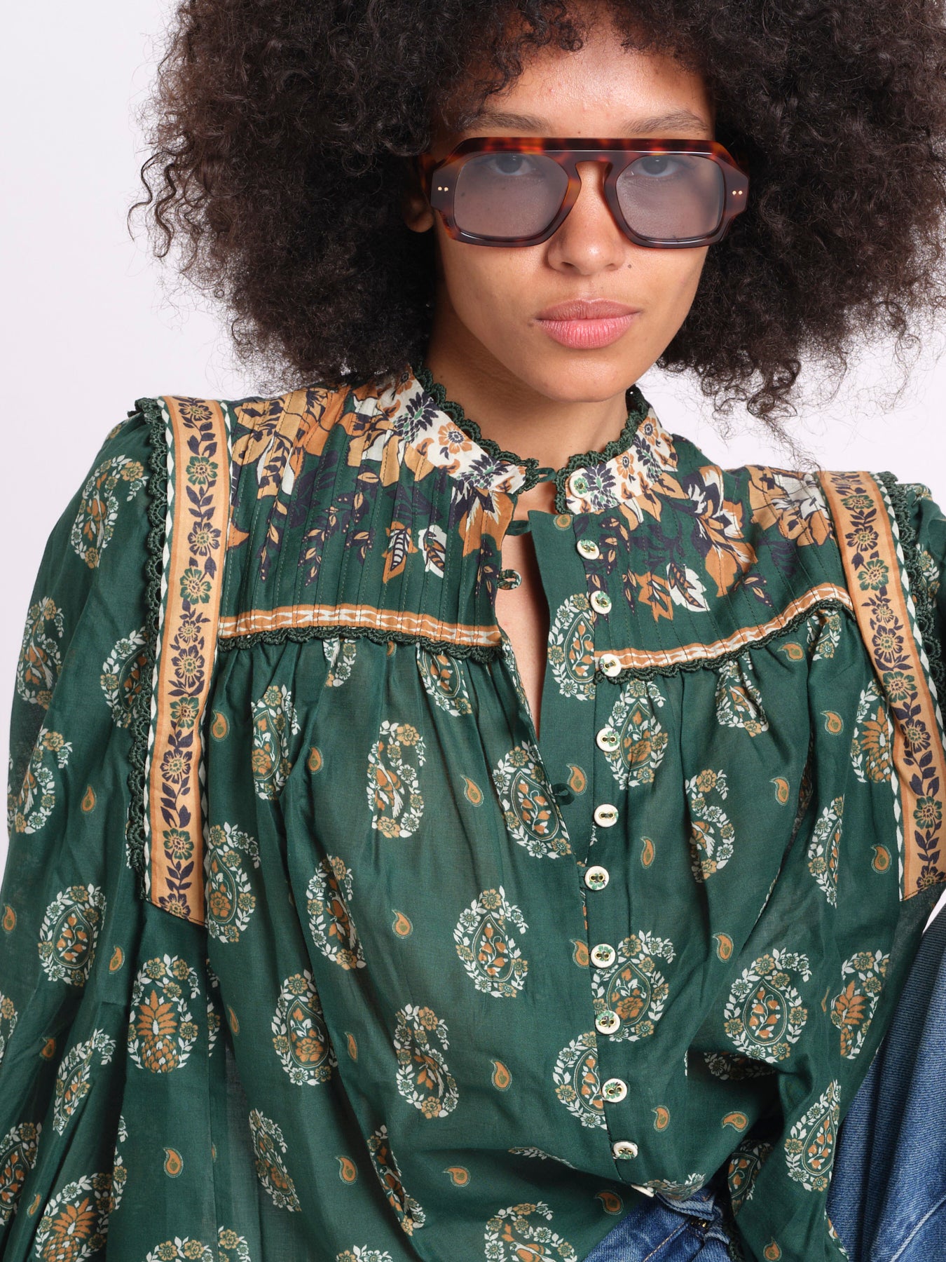 camicia m/l stampa paisley 351137 AYLA GREEN 26009 farm rio 