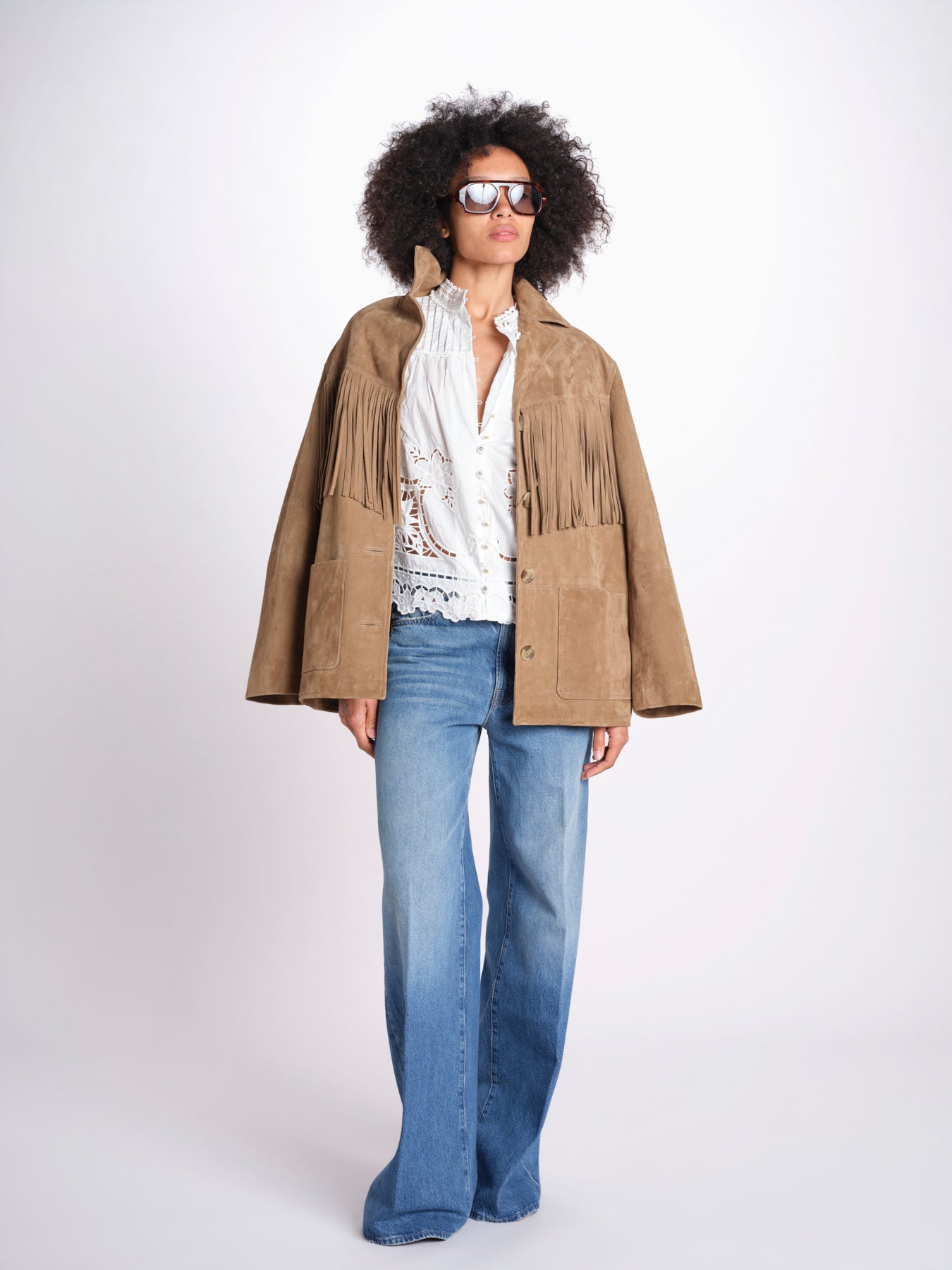 camicia con ricami fiori e nervature 351181 OFF-WHITE L0025 farm rio 