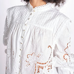 camicia con ricami fiori e nervature 351181 OFF-WHITE L0025 farm rio 