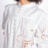 camicia con ricami fiori e nervature 351181 OFF-WHITE L0025 farm rio 