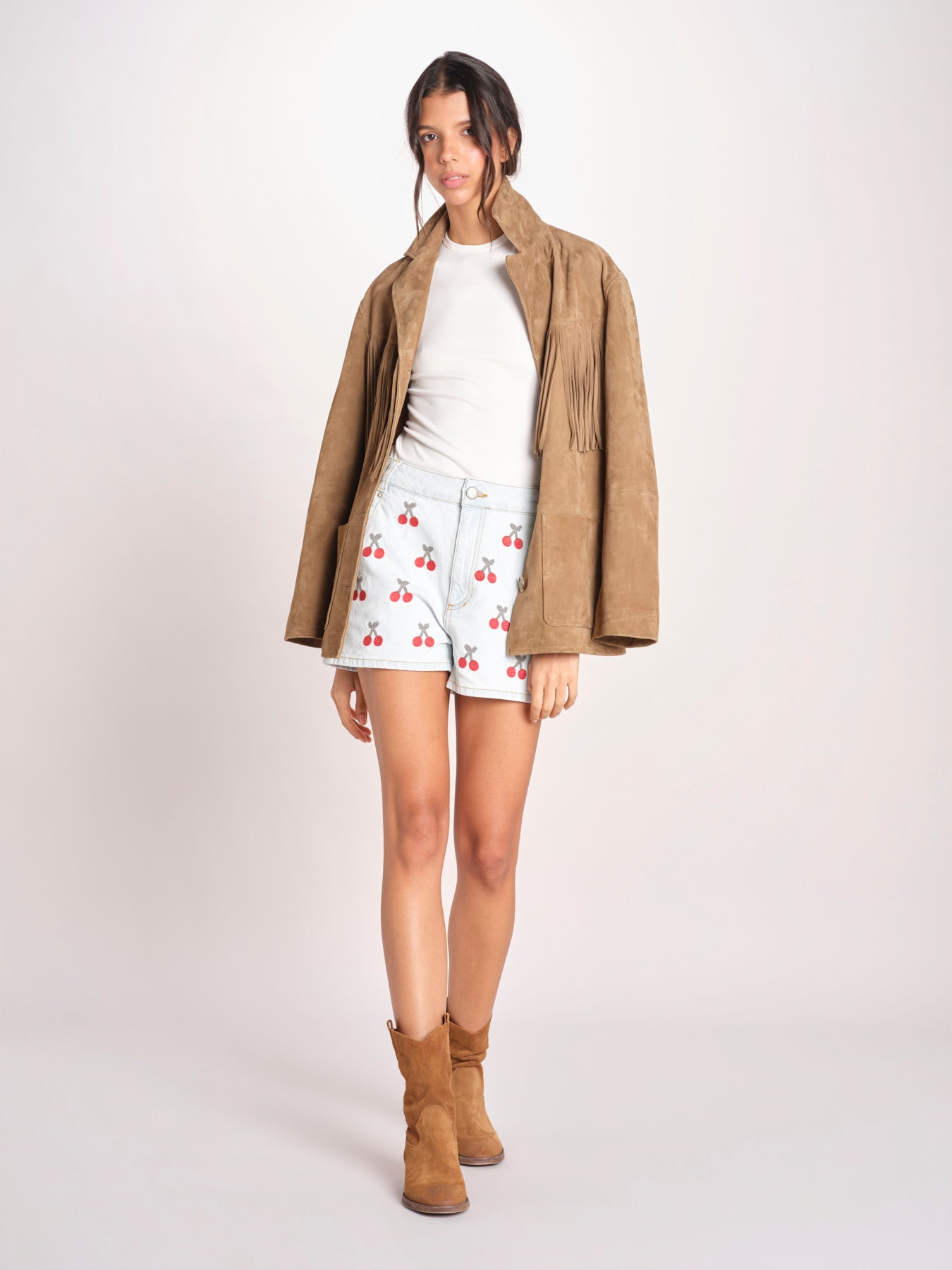 short in denim EMBROIDERED CHERRY 349041 DENIM farm rio 