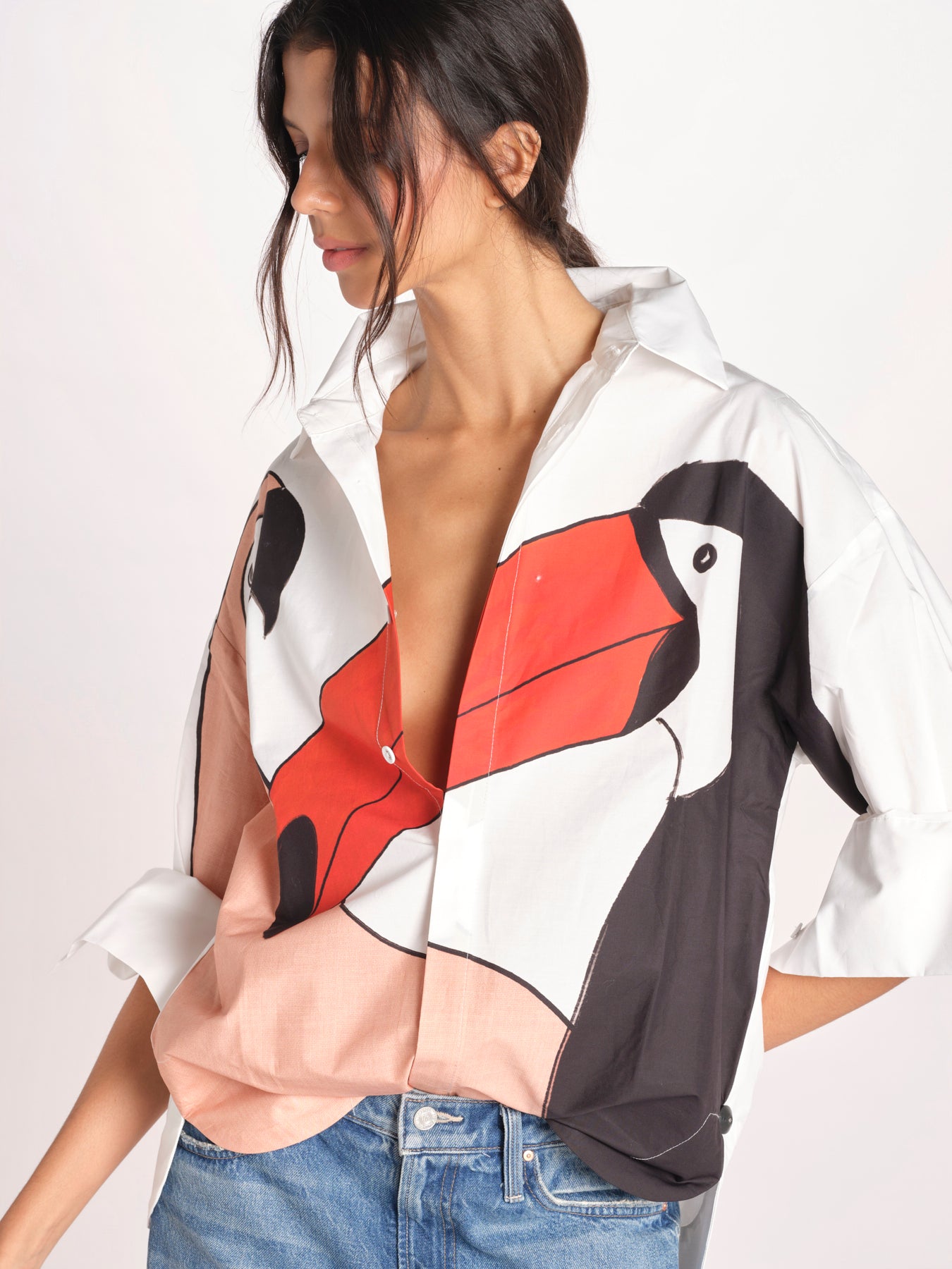 camicia con tucano GRAPHIC BIRDS 348572 BLUSH farm rio 