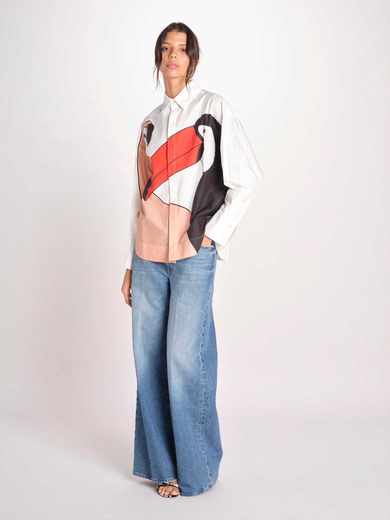 camicia con tucano GRAPHIC BIRDS 348572 BLUSH farm rio 