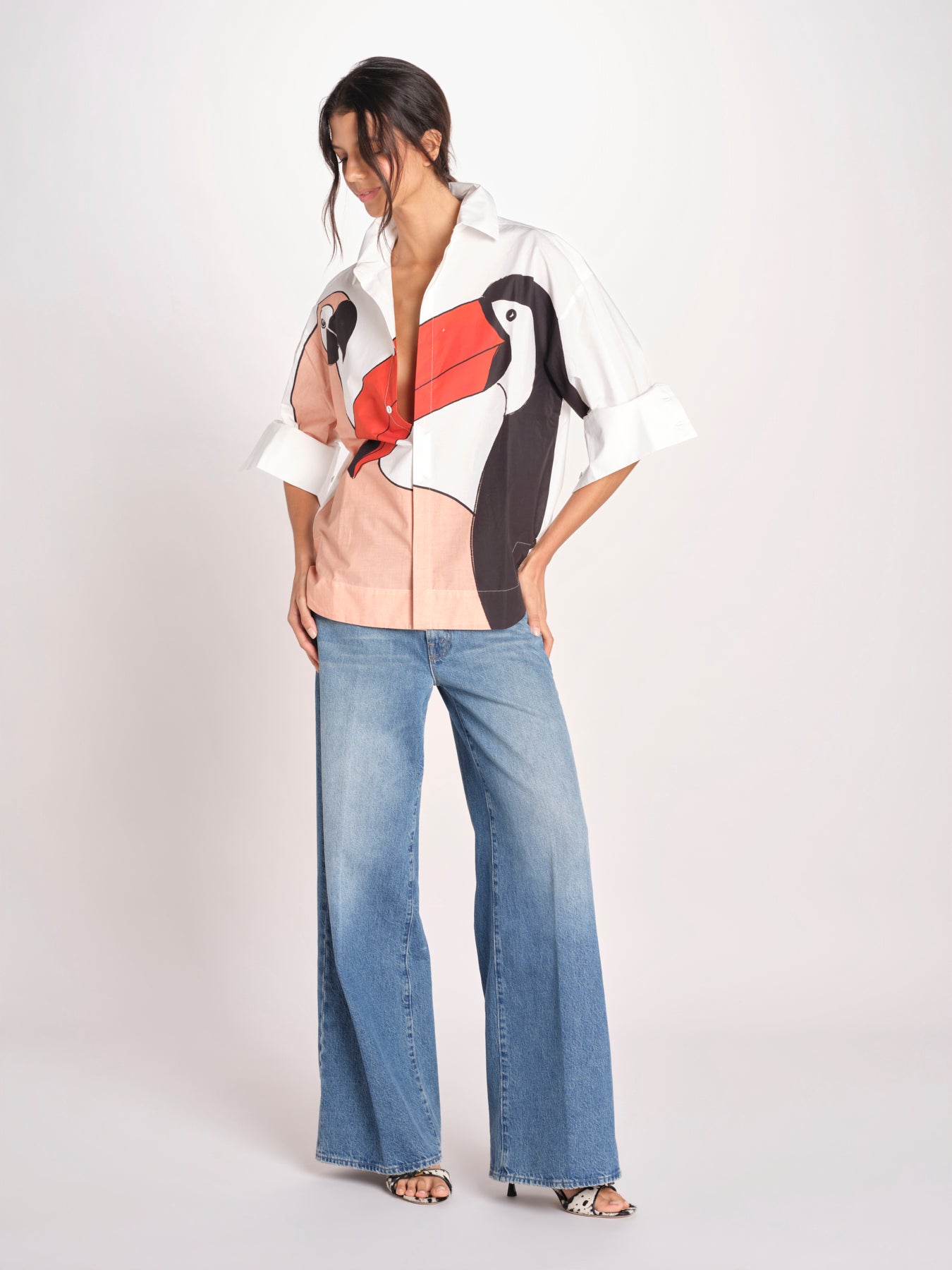 camicia con tucano GRAPHIC BIRDS 348572 BLUSH farm rio 