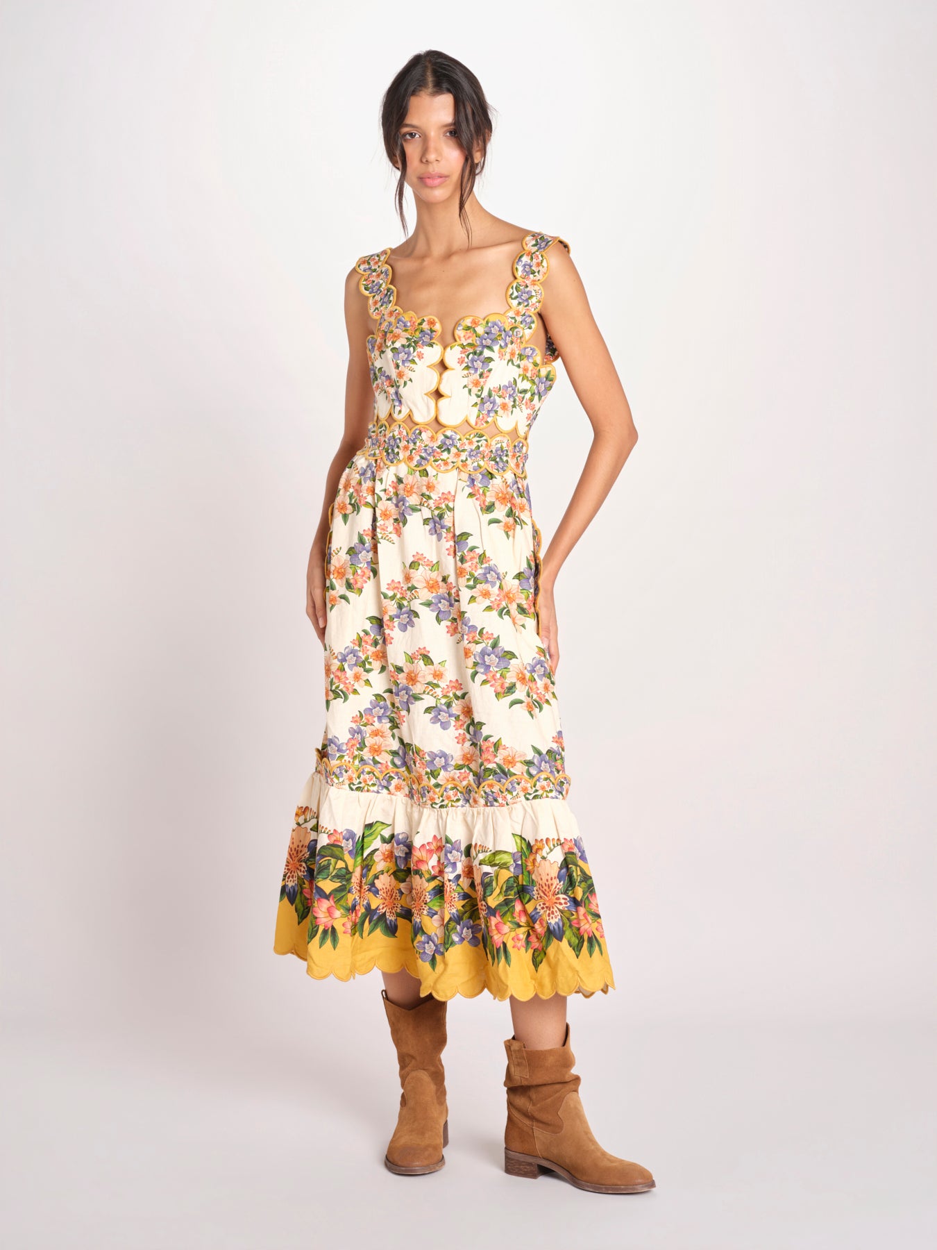 abito longuette a fiori HILO STRIPES SAND MINI DRESS 353553 HILO STRIPES SAND farm rio 