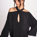 mini abito con collo intrecciato 41235-412 NERO 29 federica tosi 
