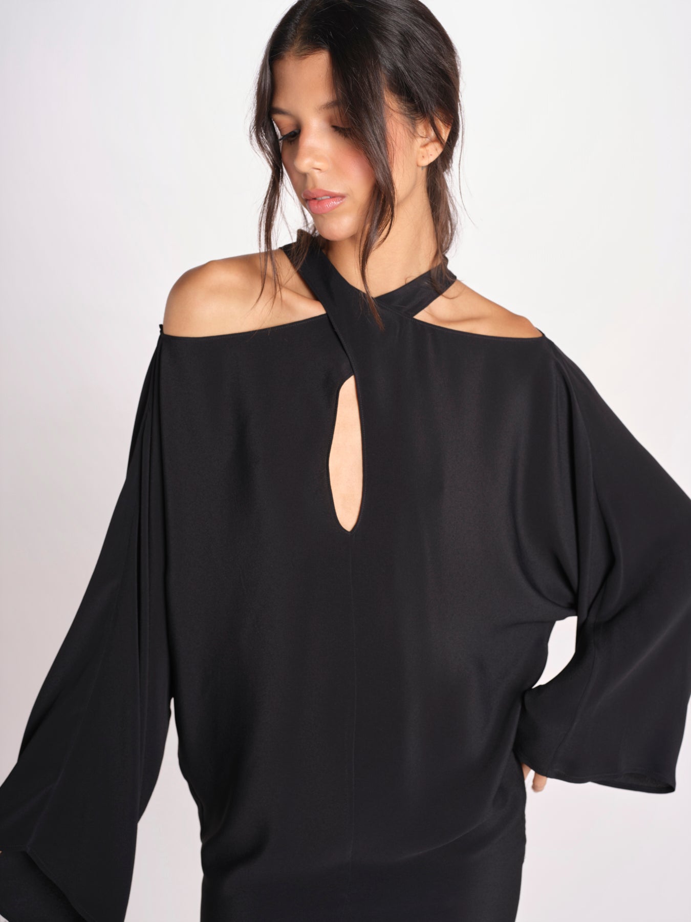 mini abito con collo intrecciato 41235-412 NERO 29 federica tosi 