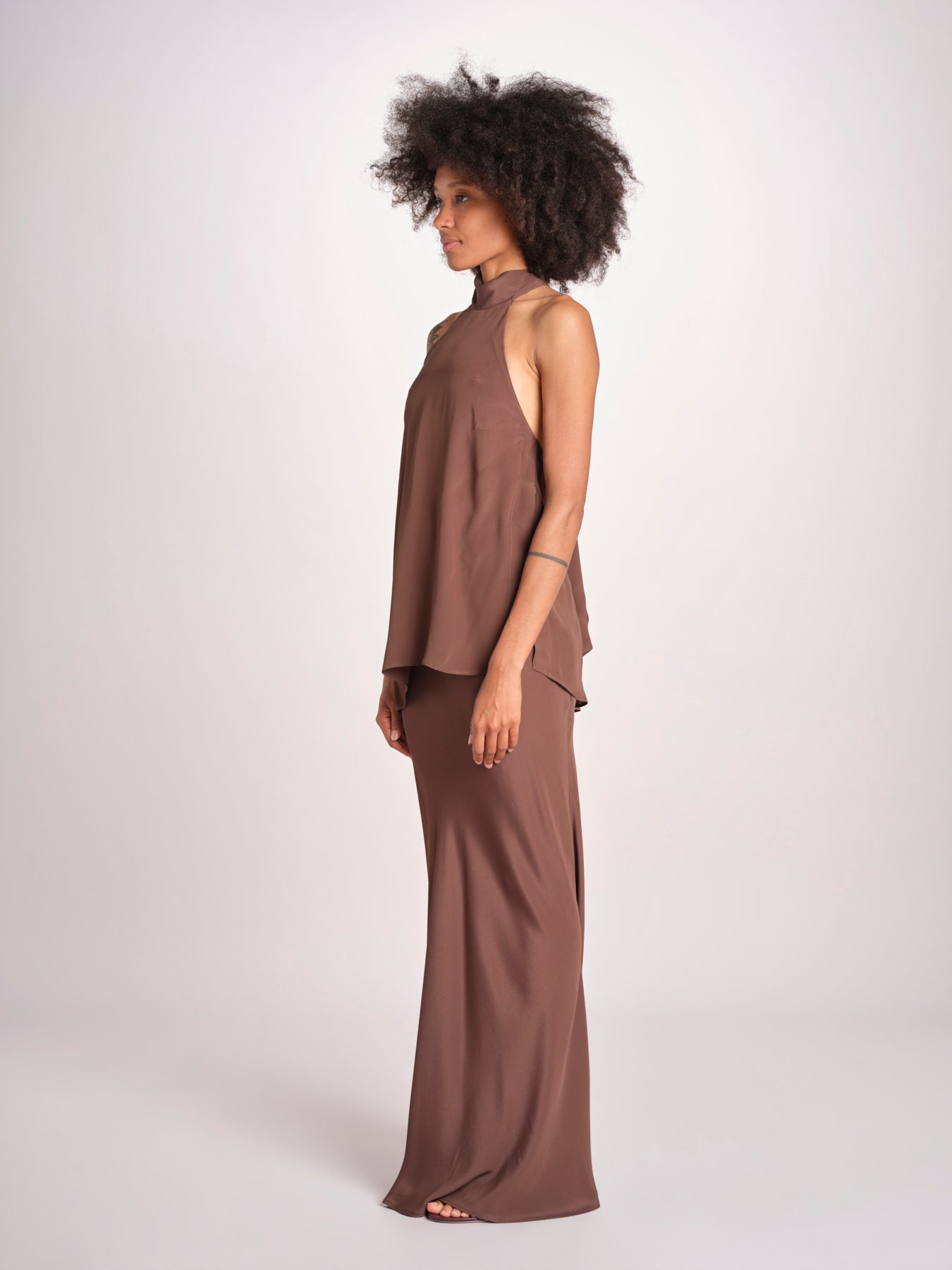 top in seta collo alto con nodo 41350-412 CACAO 69 federica tosi 