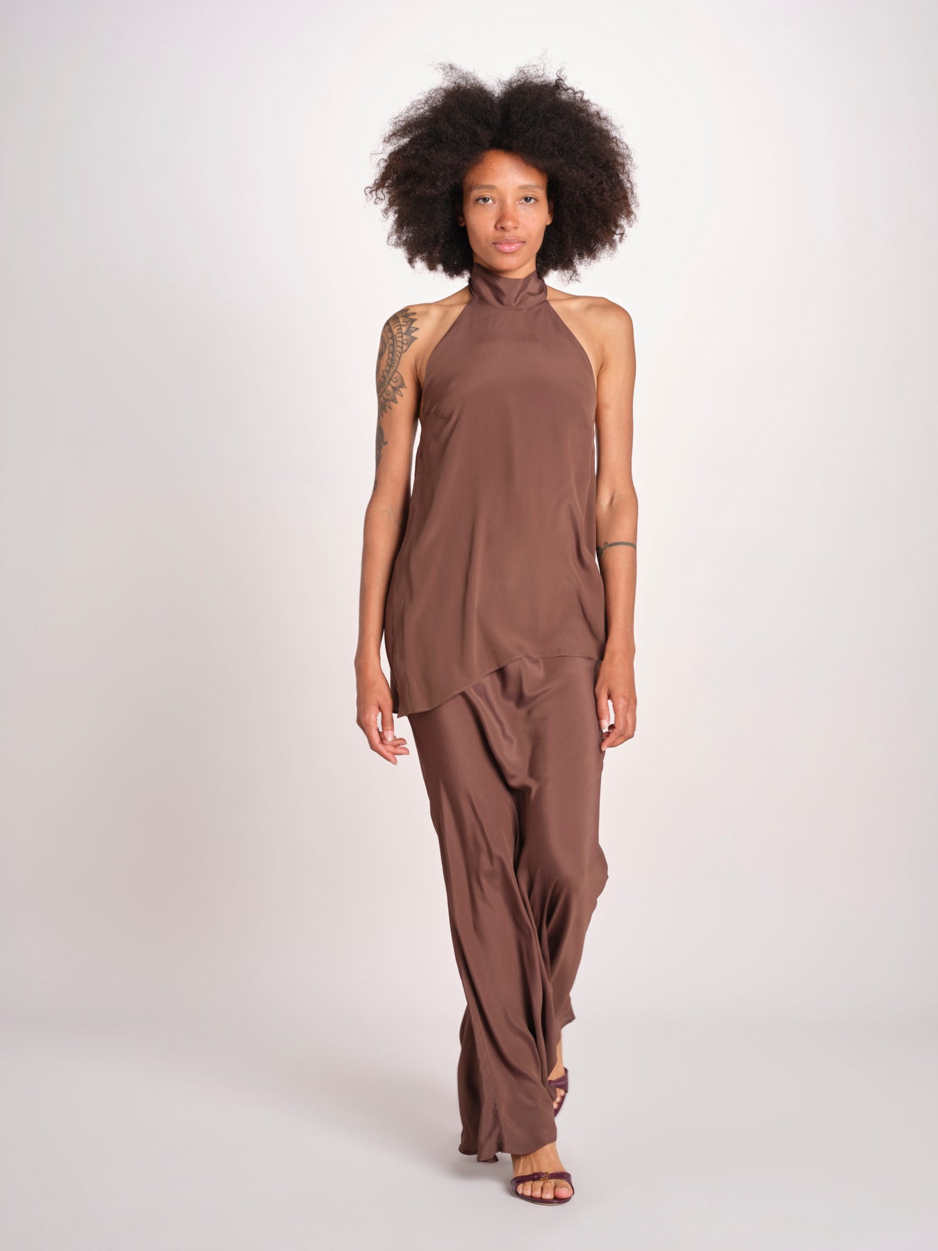 top in seta collo alto con nodo 41350-412 CACAO 69 federica tosi 