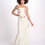 abito lungo con bustier ricamato ANOUK JA018 MILK fortela 