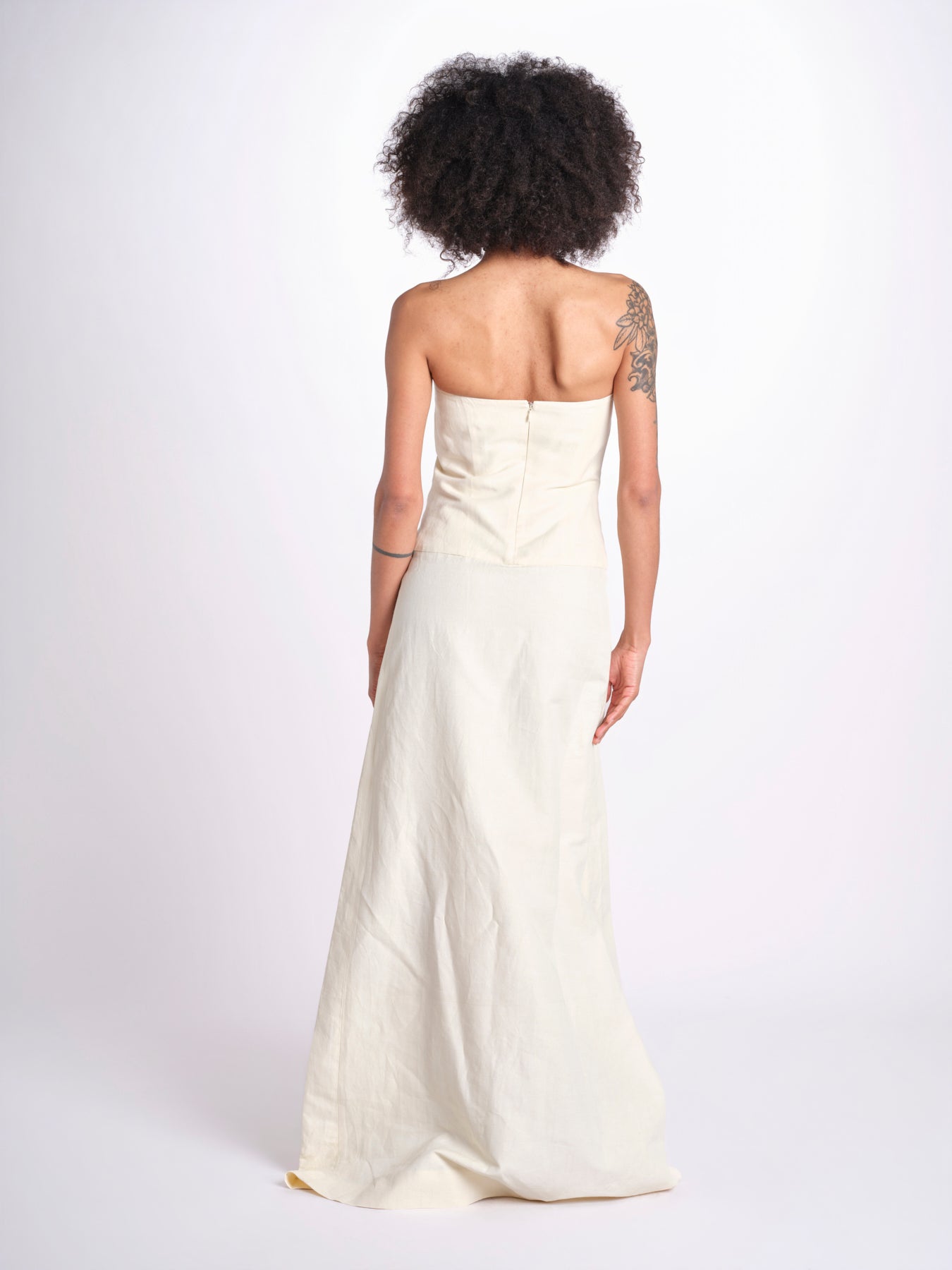 abito lungo con bustier ricamato ANOUK JA018 MILK fortela 