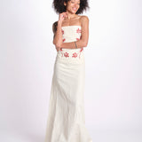 abito lungo con bustier ricamato ANOUK JA018 MILK fortela 
