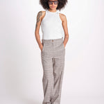 pantalone in principe di galles 16P005CO251 P671 BROWN MULTI ines de la fressange 