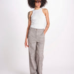 pantalone in principe di galles 16P005CO251 P671 BROWN MULTI ines de la fressange 