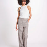 pantalone in principe di galles 16P005CO251 P671 BROWN MULTI ines de la fressange 