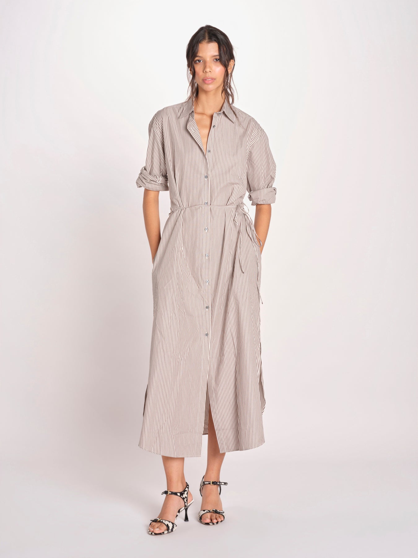 chemisier a righe 16R537CO253 P158 BROWN ines de la fressange 