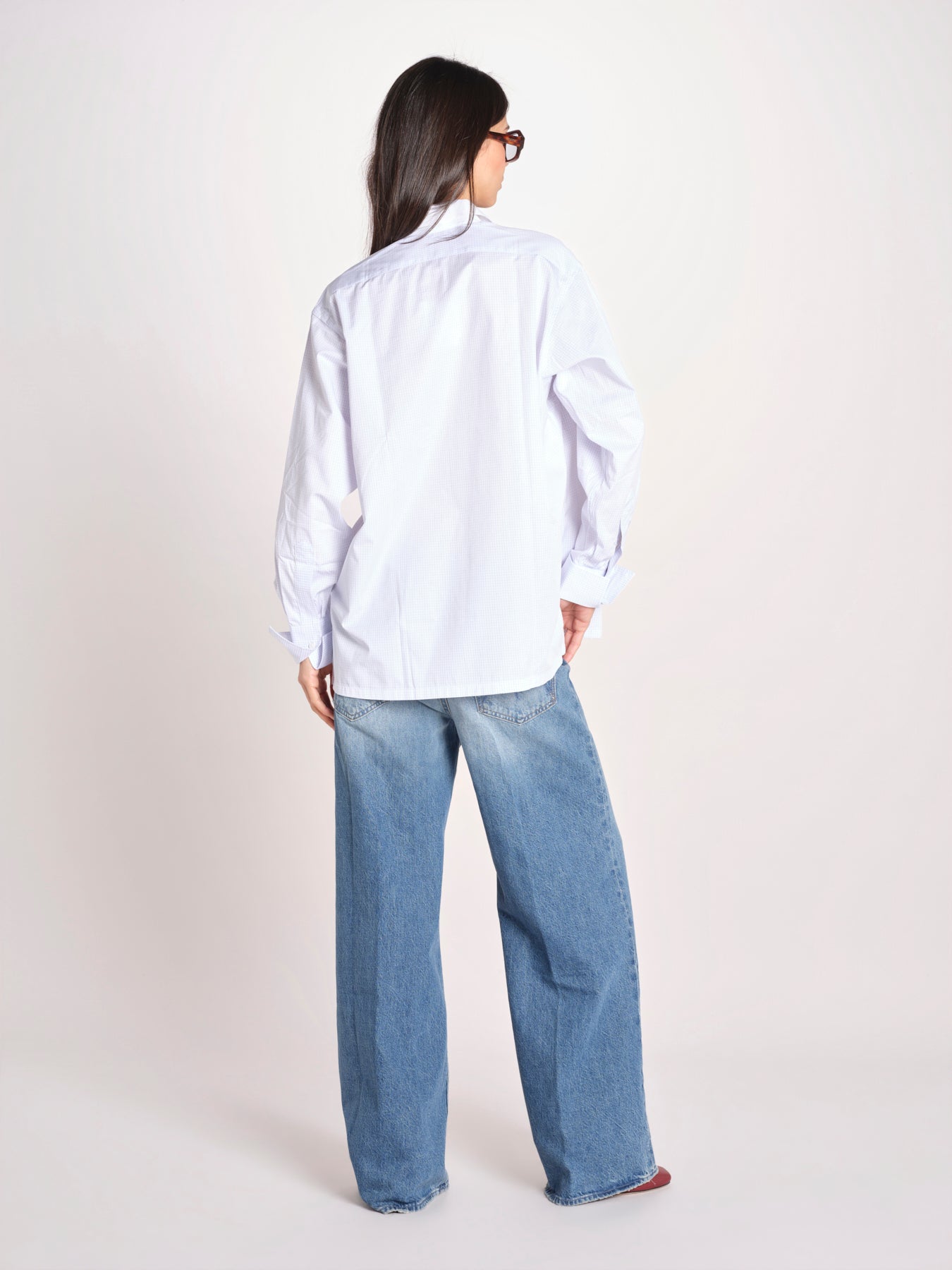 camicia a quadretti 16T524CO252 P115 WHITE ines de la fressange 