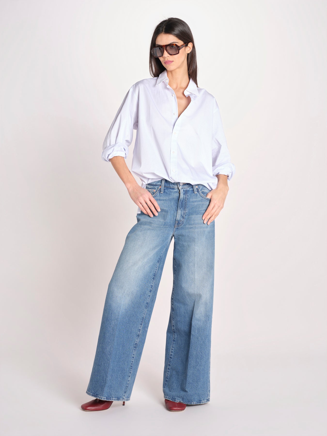 camicia a quadretti 16T524CO252 P115 WHITE ines de la fressange 