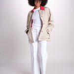 giacca sahariana con colletto in contrasto 16V525CO574 P150 BEIGE ines de la fressange 