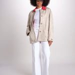 giacca sahariana con colletto in contrasto 16V525CO574 P150 BEIGE ines de la fressange 