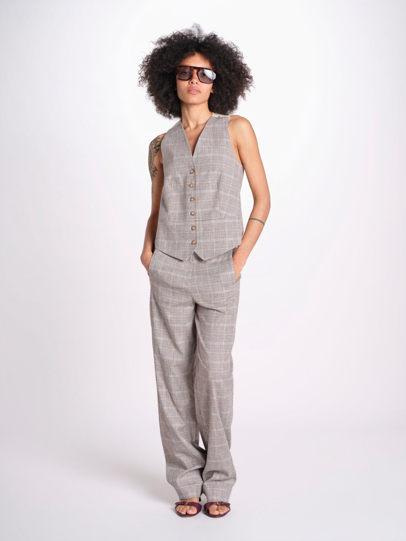gilet in galles 16V528CO251 P671 BROWN ines de la fressange 