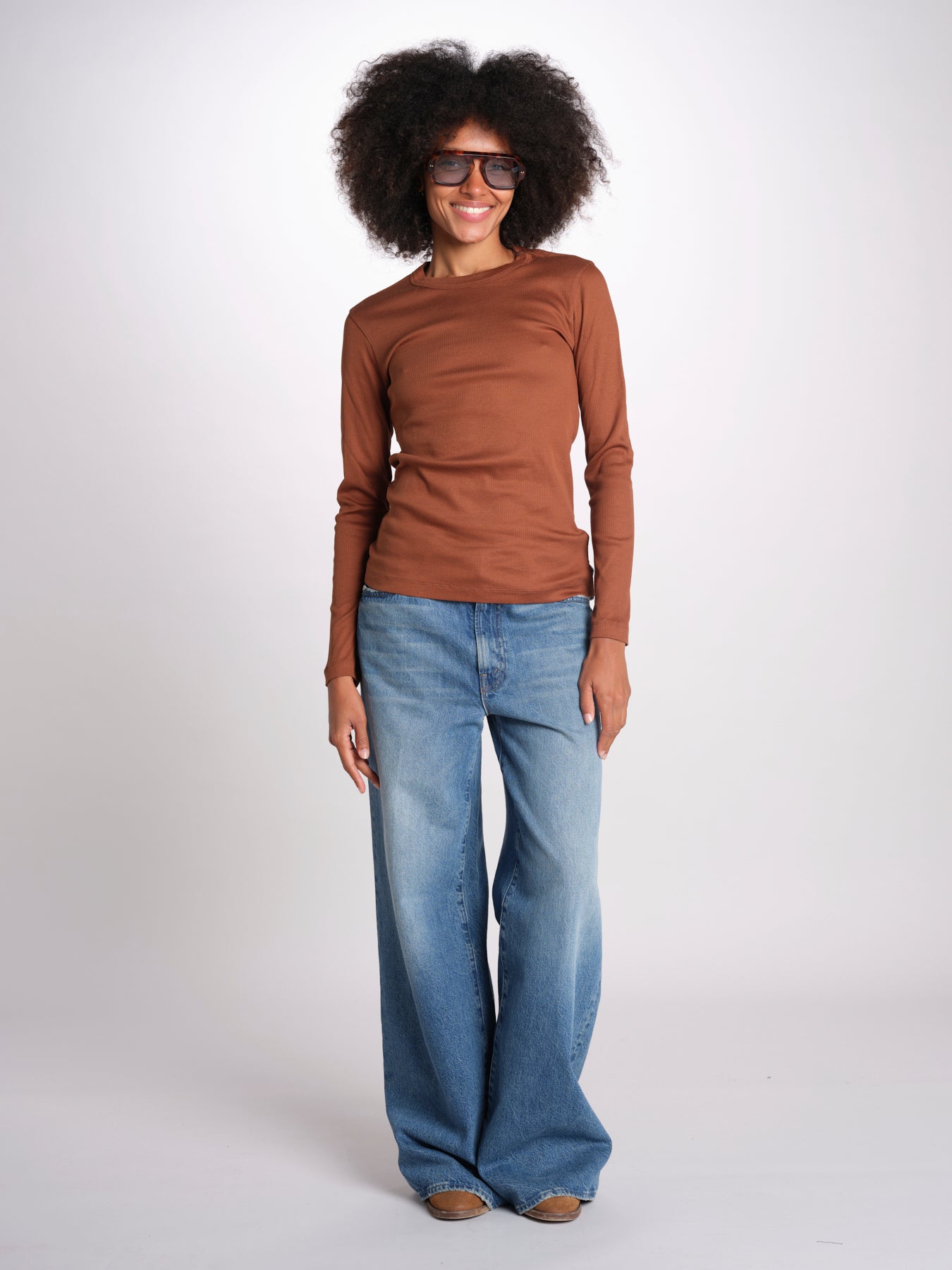 t-shirt manica lunga a costine KOLLINA IO1100X2338 TOBACCO BR208 ivy oak 