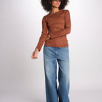 t-shirt manica lunga a costine KOLLINA IO1100X2338 TOBACCO BR208 ivy oak 
