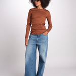 t-shirt manica lunga a costine KOLLINA IO1100X2338 TOBACCO BR208 ivy oak 
